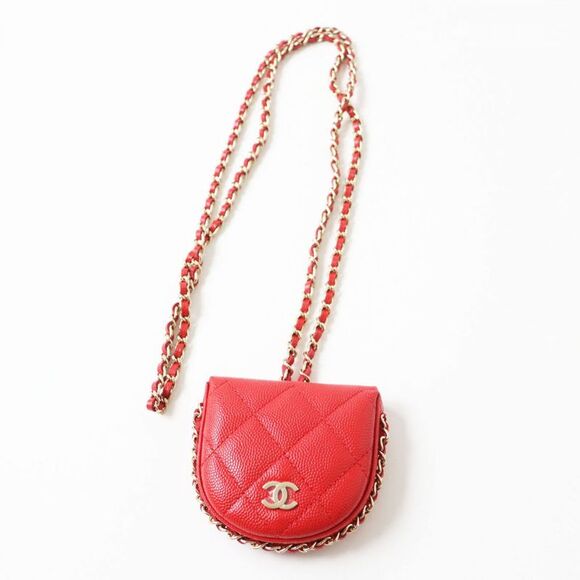 CHANEL Handbags - Chanel Matelasse Caviar Skin Chain Wallet Coin Case